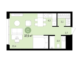 Продается Студия ЖК Авиатор, дом 1-2, 37.53  м², 6630000 рублей