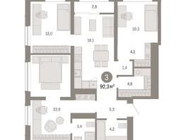 Продается 3-комнатная квартира ЖК Европейский берег, дом 49, 92.34  м², 15000000 рублей