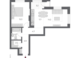 Продается 2-комнатная квартира ЖК ОСКАР, дом 2, 56.5  м², 9800000 рублей