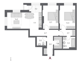 Продается 3-комнатная квартира ЖК ОСКАР, дом 2, 80.3  м², 14000000 рублей