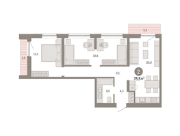 Продается 2-комнатная квартира ЖК Европейский берег, дом 49, 75.47  м², 10970000 рублей