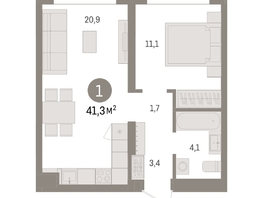 Продается 1-комнатная квартира ЖК Авиатор, дом 3, 41.3  м², 6670000 рублей