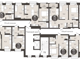 Продается 2-комнатная квартира ЖК Флагман Холл, 56.7  м², 8757300 рублей