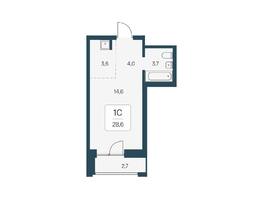 Продается Студия ЖК Расцветай на Кропоткина, дом 1, 28.6  м², 5300000 рублей