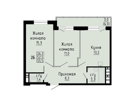 Продается 2-комнатная квартира ЖК Матрешкин двор, дом 2, 55.5  м², 6550000 рублей