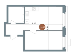 Продается 2-комнатная квартира ЖК 19/56 Кварталы Телецентра, сек 3, 41.13  м², 6900000 рублей