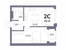 Продается 2-комнатная квартира ЖК Горская Лагуна, корпус 2, 41.1  м², 9500000 рублей