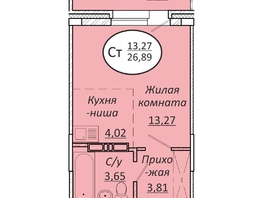 Продается Студия ЖК Пролетарский, 26.89  м², 3818380 рублей