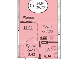 Продается Студия ЖК Пролетарский, 26.7  м², 3711300 рублей