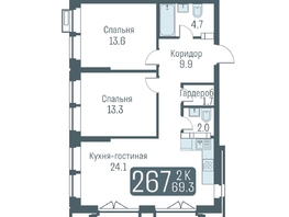 Продается 3-комнатная квартира ЖК Кварталы Немировича, 69.3  м², 10750000 рублей