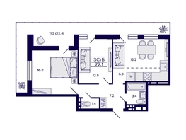 Продается 3-комнатная квартира ЖК Gorizont (Горизонт), 72.1  м², 8950000 рублей