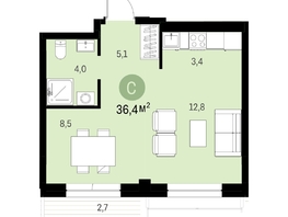 Продается 1-комнатная квартира ЖК Европейский берег, дом 43-2, 36.41  м², 7960000 рублей