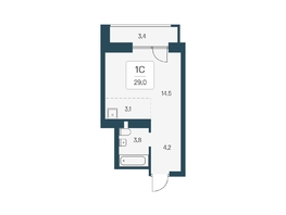 Продается Студия ЖК Расцветай на Кропоткина, дом 1, 29  м², 5600000 рублей