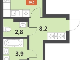 Продается 2-комнатная квартира ЖК Тайгинский парк, дом 3, 50  м², 7080000 рублей