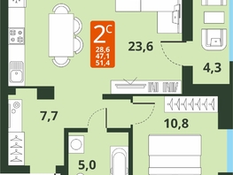 Продается 2-комнатная квартира ЖК Тайгинский парк, дом 4, 51.4  м², 6750000 рублей