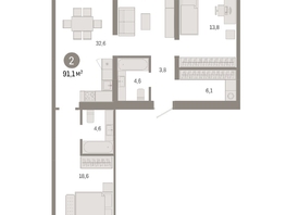 Продается 2-комнатная квартира ЖК Европейский берег, дом 49, 91.08  м², 16790000 рублей