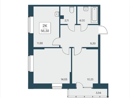 Продается 2-комнатная квартира ЖК Расцветай на Дуси Ковальчук, 56.38  м², 9350000 рублей