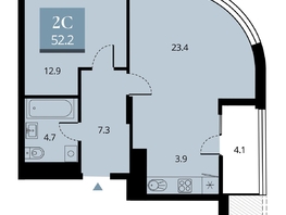 Продается 2-комнатная квартира ЖК Беринг, дом 2, 54.25  м², 11450000 рублей