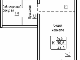 Продается 1-комнатная квартира ЖК Самоцветы, Бирюза дом 2, 32.4  м², 4070000 рублей