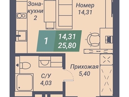 Продается Студия АК Voroshilov (Ворошилов), 25.8  м², 3405600 рублей