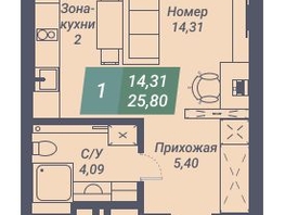 Продается Студия АК Voroshilov (Ворошилов), 25.8  м², 4386000 рублей