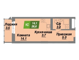 Продается Студия ЖК Калининский квартал, дом 2, 26.6  м², 4522000 рублей