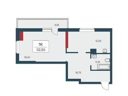 Продается 1-комнатная квартира ЖК Расцветай на Зорге, дом 3, 53.6  м², 6050 рублей