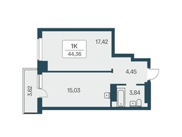 Продается 1-комнатная квартира ЖК Расцветай на Зорге, дом 3, 45  м², 4650000 рублей