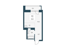 Продается Студия ЖК Расцветай на Кропоткина, дом 1, 29.1  м², 5750000 рублей