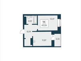 Продается 1-комнатная квартира ЖК Сакура парк, дом 3, 40.84  м², 7900000 рублей