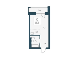 Продается Студия ЖК Расцветай на Кропоткина, дом 1, 28.9  м², 5900000 рублей