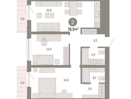 Продается 2-комнатная квартира ЖК Европейский берег, дом 49, 76.94  м², 11430000 рублей