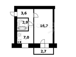 Продается 1-комнатная квартира Ключ-Камышенское Плато ул, 30.2  м², 3700000 рублей