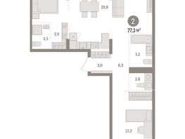 Продается 2-комнатная квартира ЖК Авиатор, дом 3, 77.26  м², 14210000 рублей