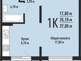 Продается 1-комнатная квартира ЖК На Невельского, 37  м², 4190000 рублей