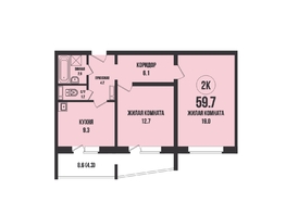 Продается 2-комнатная квартира ЖК Династия, дом 904, 59.7  м², 6200000 рублей