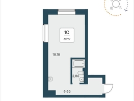 Продается Студия ЖК Расцветай на Авиастроителей, 30.99  м², 6150000 рублей