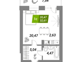 Продается Студия ЖК Бирюзовая жемчужина-2, 32.61  м², 5478480 рублей