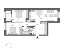 Продается 3-комнатная квартира ЖК Дом Нобель, 71  м², 17900000 рублей