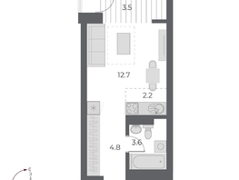 Продается Студия ЖК ОСКАР, дом 1, 26.8  м², 6800000 рублей