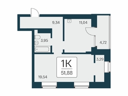 Продается 1-комнатная квартира ЖК Сакура парк, дом 2, 51.7  м², 9800000 рублей