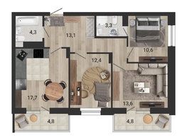 Продается 4-комнатная квартира ЖК Тетрис, корпус 1, 77.6  м², 11690000 рублей