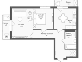 Продается 2-комнатная квартира ЖК Тетрис, корпус 1, 62  м&sup2;, 10625700 рублей