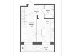 Продается 1-комнатная квартира ЖК Тетрис, корпус 2, 42.1  м&sup2;, 7627000 рублей