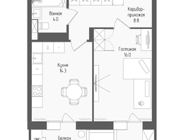 Продается 1-комнатная квартира ЖК Тетрис, корпус 2, 45.6  м&sup2;, 8086300 рублей