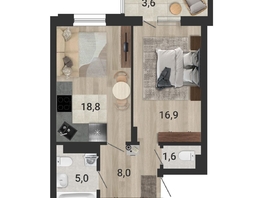 Продается 2-комнатная квартира ЖК Тетрис, корпус 2, 51.7  м², 8554000 рублей