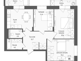 Продается 3-комнатная квартира ЖК Тетрис, корпус 2, 79.7  м&sup2;, 13709250 рублей