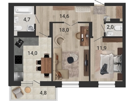 Продается 2-комнатная квартира ЖК Тетрис, корпус 2, 66.1  м², 10999000 рублей