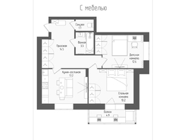 Продается 2-комнатная квартира ЖК Тетрис, корпус 2, 60 м², 9848600 рублей