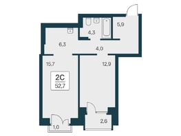 Продается 2-комнатная квартира ЖК Расцветай на Красном, дом 3,4, 52.7 м², 10650000 рублей